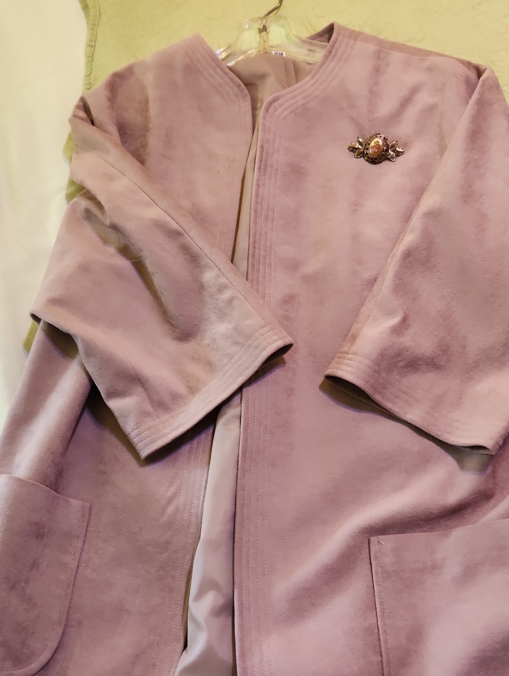 Tan Open-Front Women’s Blazer Jacket with Patch Pockets
